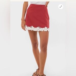 NWT Tuckernuck Red Skirt with Eyelet Trim - Large